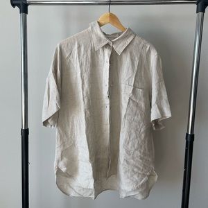 Short-sleeved Linen Shirt in Beige from Arket NWT